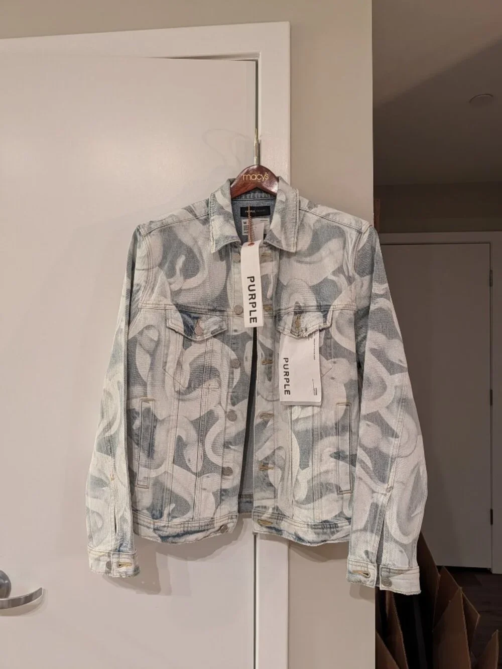 BRAND NEW WITH TAGS - Medium - PURPLE BRAND Indigo Snake Print Denim Jacket